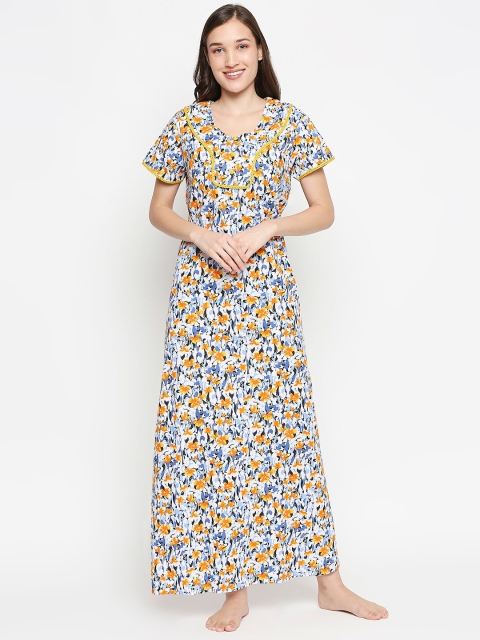 

XIN Orange Printed Maxi Nightdress