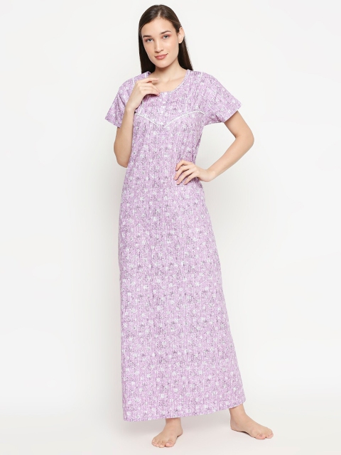 

XIN Purple Printed Maxi Nightdress