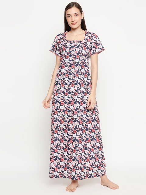 

XIN Navy Blue Printed Maxi Nightdress