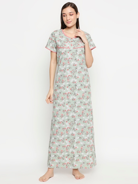 

XIN Green Printed Maxi Nightdress