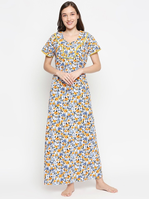 

XIN Orange Printed Maxi Nightdress