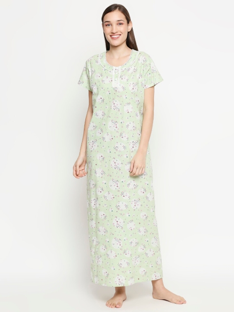 

XIN Green Printed Maxi Nightdress