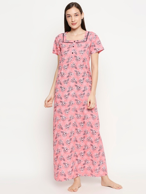 

XIN Coral Pink Printed Maxi Nightdress X.SLO-2360