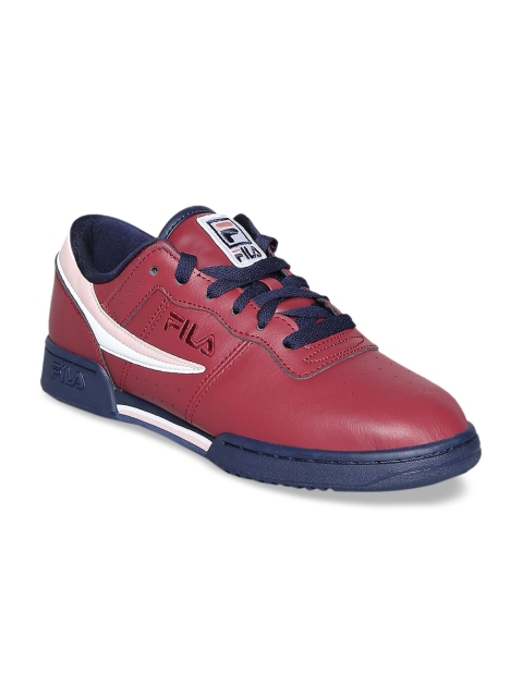 

FILA Men Red Colourblocked Leather Sneakers