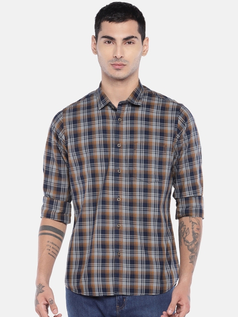 

EVOQ Men Brown Checked Casual Shirt