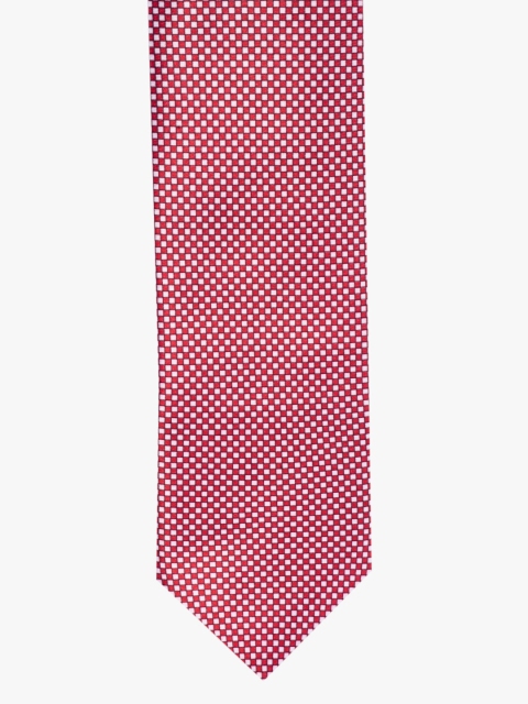 

BuckleUp Men Red & White Checked Broad Tie