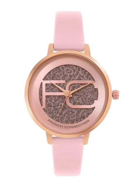 

French Connection Women Rose Gold Embellished Dial Leather Straps Analogue Watch FC21-26C