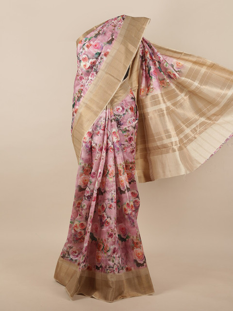 

Pothys Pink & Green Floral Saree