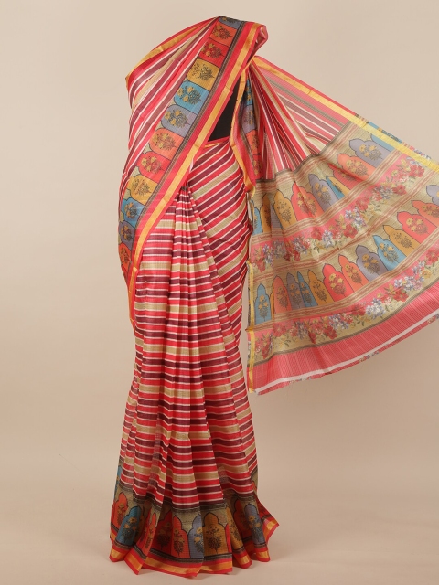 

Pothys Multicoloured Striped Jute Silk Saree, Multi