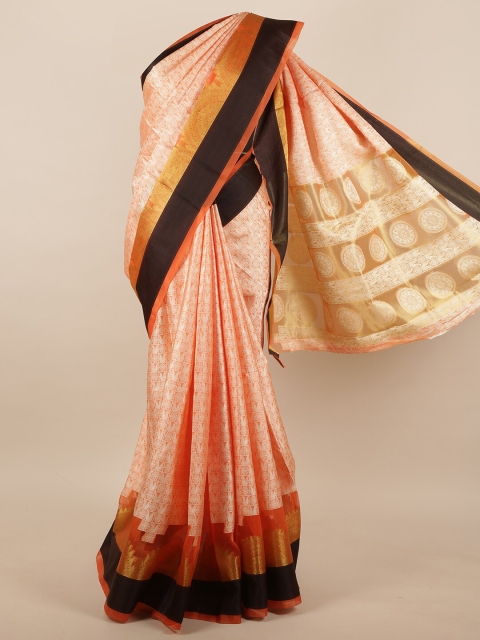 

Pothys Orange & Brown Ethnic Motifs Jute Silk Saree