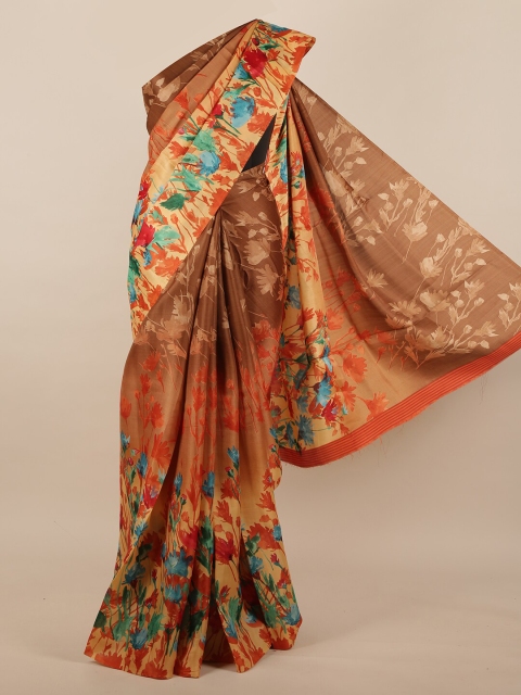 

Pothys Brown & Red Floral Jute Silk Saree