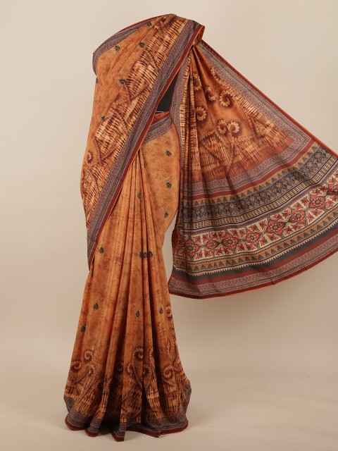

Pothys Brown & Grey Ethnic Motifs Printed Saree