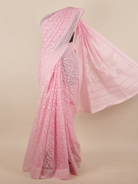 

Pothys Pink Ethnic Motifs Jute Silk Saree