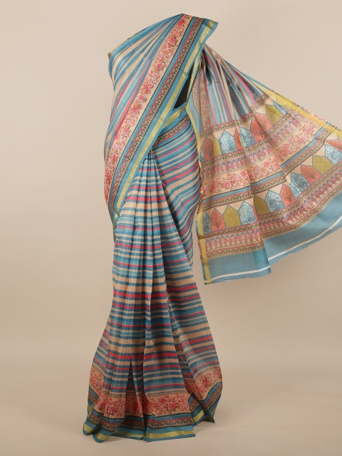 

Pothys Blue & Red Striped Jute Silk Saree