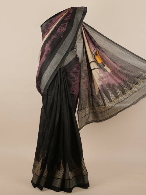 

Pothys Black & Grey Jute Silk Saree