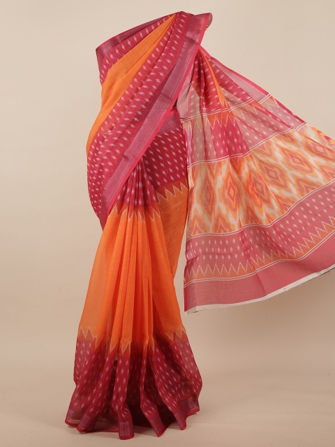 

Pothys Orange & Pink Linen Blend Saree