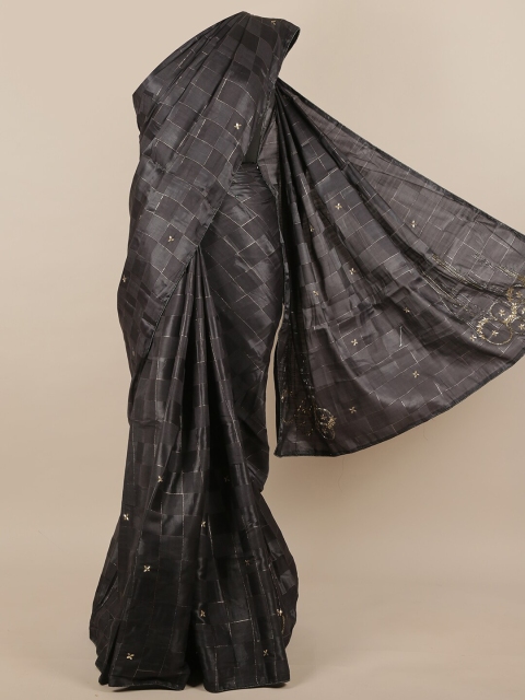 

Pothys Grey Embellished Sequinned Jute Silk Saree