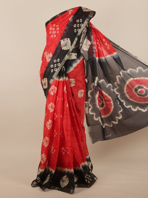 

Pothys Red & Black Jute Silk Saree