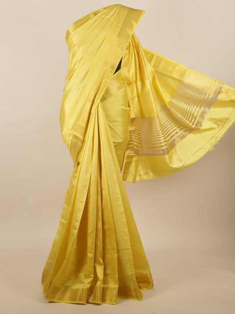 

Pothys Yellow Zari Border Jute Silk Saree