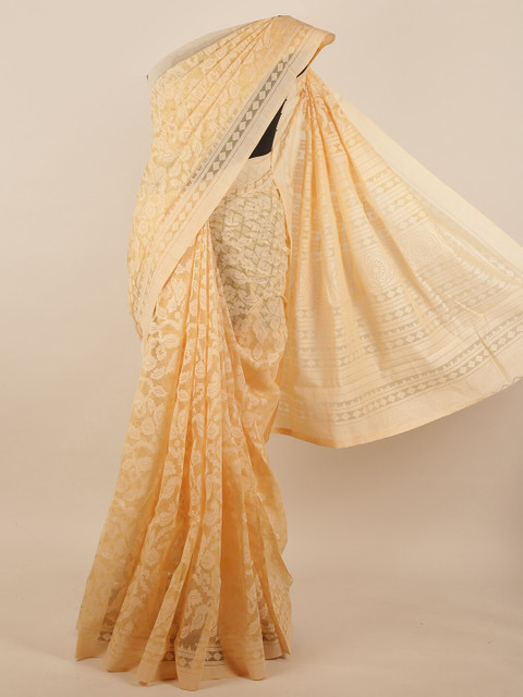 

Pothys Cream-Coloured Printed Jute Silk Saree