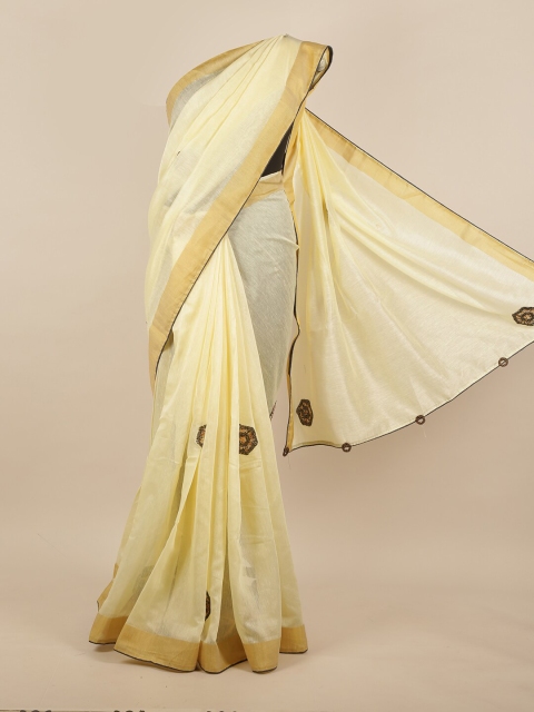 

Pothys Yellow & Brown Paisley Jute Silk Saree