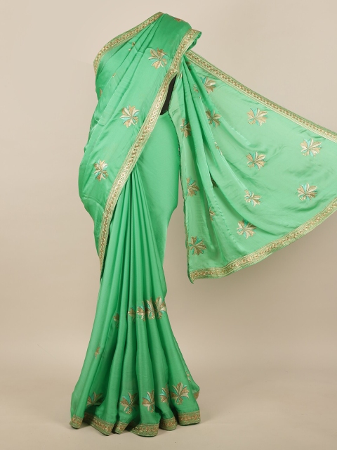 

Pothys Green & Gold-Toned Floral Saree
