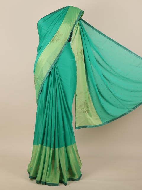 

Pothys Green & Gold-Toned Embellished Saree