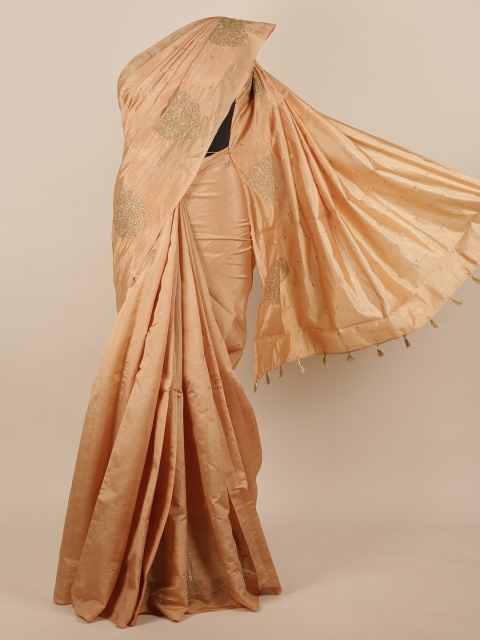 

Pothys Gold-Coloured Stones Embellished Jute Silk Saree