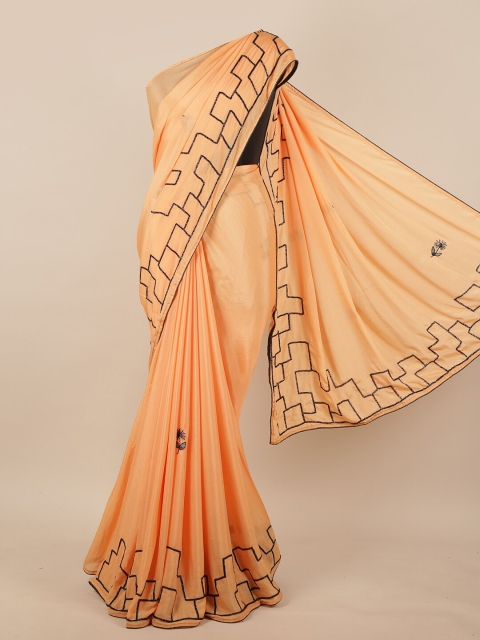 

Pothys Orange & Blue Embellished Saree
