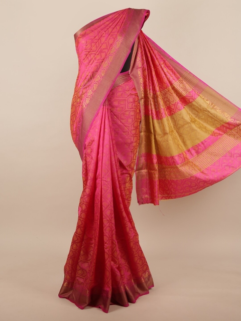

Pothys Magenta & Gold-Toned Jute Silk Saree