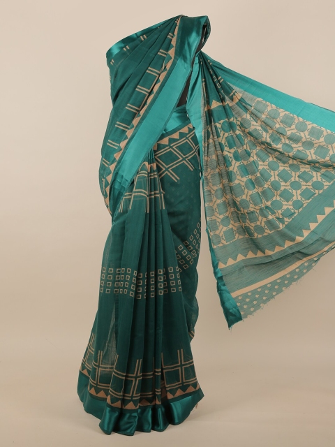 

Pothys Teal & Brown Jute Silk Saree