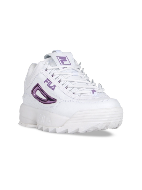 

FILA Women White & Lavender Colourblocked Leather Lace-Up Sneakers