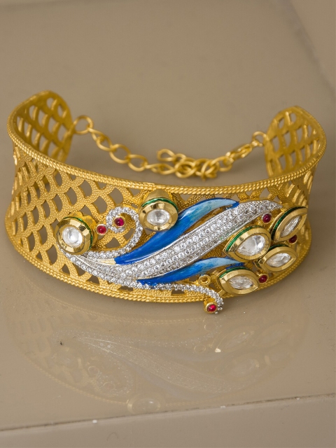 

Alankruthi Women Gold-Toned & Blue Brass Cubic Zirconia Handcrafted Gold-Plated Charm Bracelet