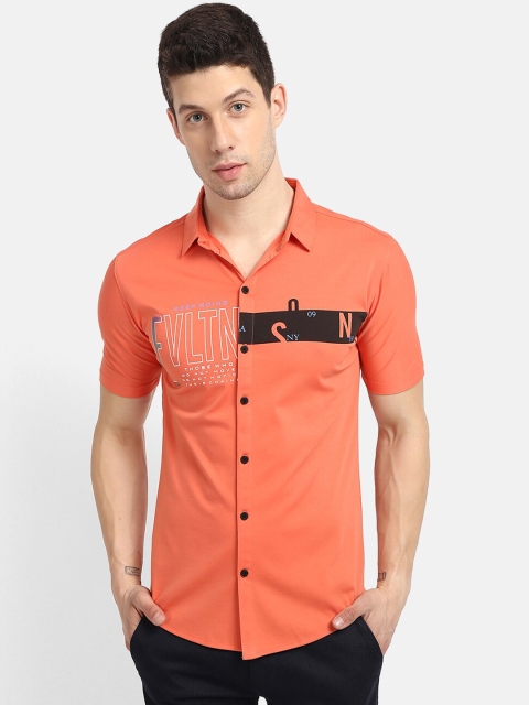 

V2 Value & Variety Men Orange Typography Printed Casual Shirt