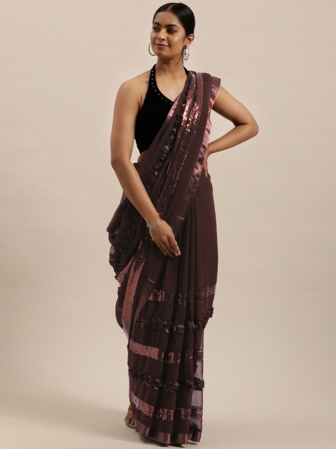 

Sugathari Burgundy Embellished Patchwork Fusion Jamdani Saree