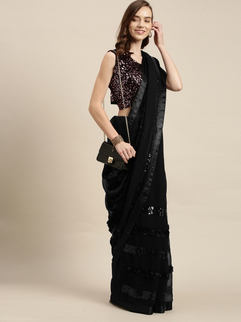

Sugathari Black Embellished Sequinned Saree
