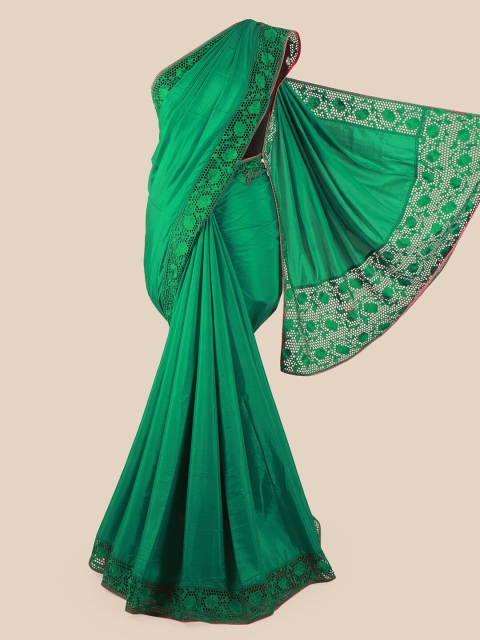 

Pothys Green & Red Cut Work Art Silk Saree