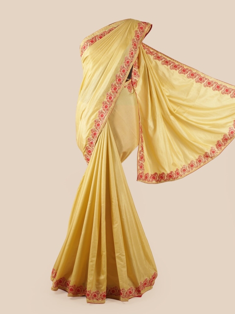 

Pothys Cream-Coloured & Red Art Silk Saree