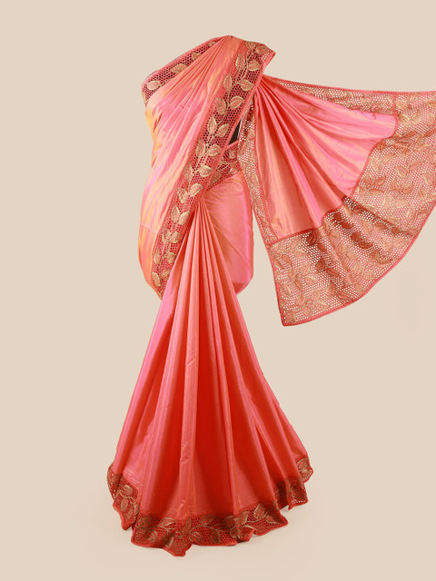 

Pothys Pink & Gold-Toned Art Silk Saree