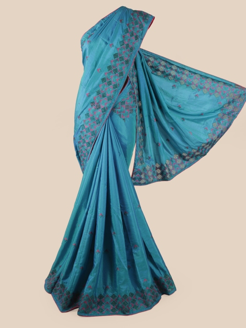 

Pothys Blue & Pink Ethnic Motifs Jaali Art Silk Saree