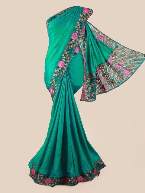 

Pothys Green & Pink Embroidered Art Silk Saree