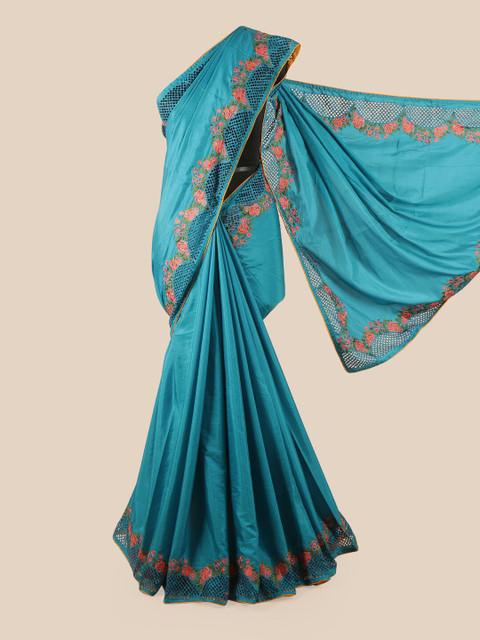 

Pothys Blue & Peach-Coloured Art Silk Saree