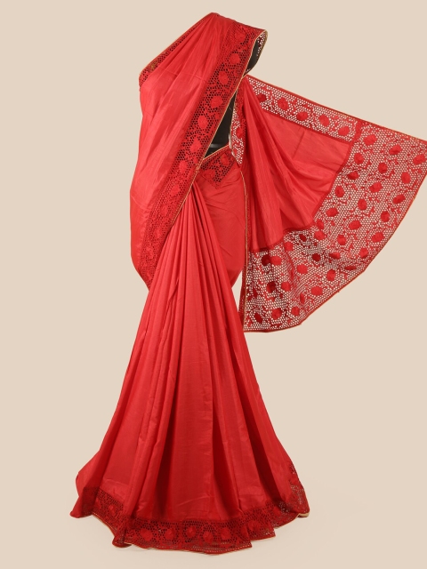 

Pothys Red Embroidered Art Silk Saree