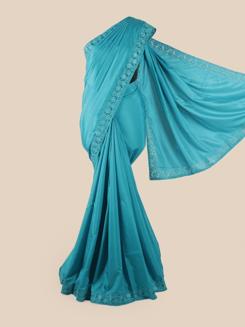 

Pothys Blue Embroidered Art Silk Saree