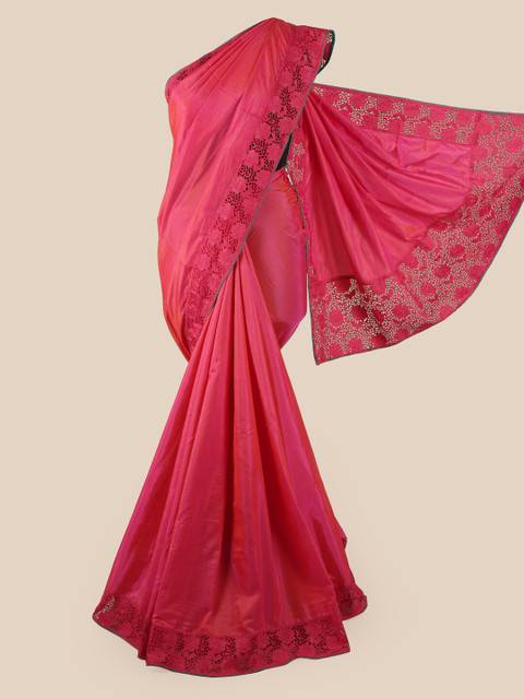 

Pothys Pink & Sea Green Cut Work Border Art Silk Saree