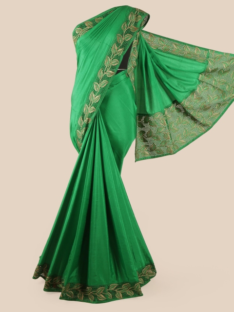 

Pothys Green & Gold-Coloured Cut Work Border Art Silk Saree