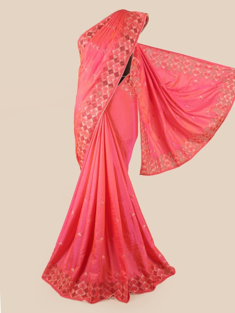 

Pothys Pink Floral Art Silk Saree