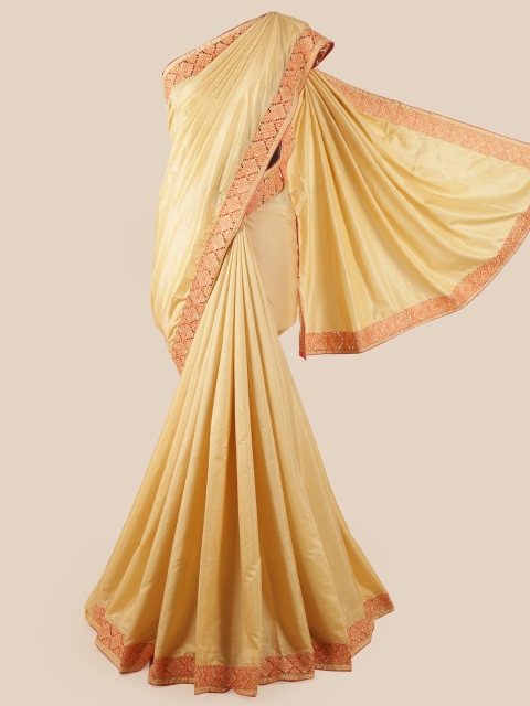 

Pothys Cream-Coloured & Pink Art Silk Saree