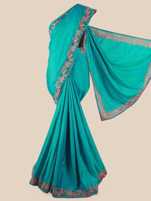 

Pothys Turquoise Blue & Pink Art Silk Saree