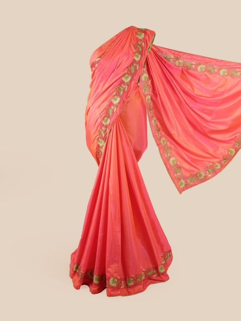 

Pothys Peach-Coloured & Green Art Silk Saree